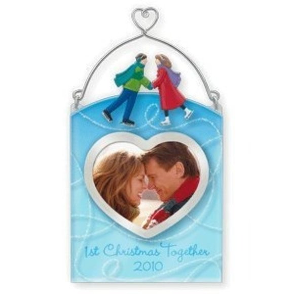 Hallmark Keepsake First Christmas Together Ornament 2010 Photo Holder Heart Skat - Picture 1 of 8
